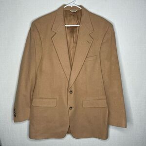 Bill Blass Men’s 42L Camel Hair Blazer Tan Beige Sport‎ Coat Jacket Two 2 Button